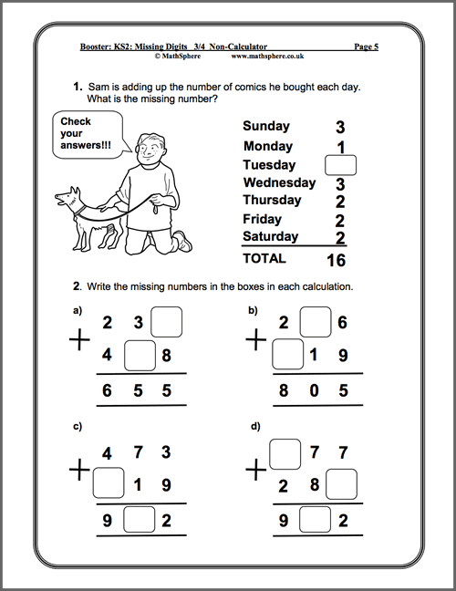 MathSphere Free Sample Maths Worksheets