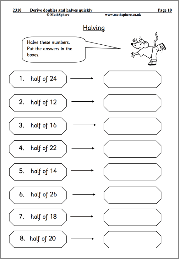 Doubling and Halving Maths Worksheet