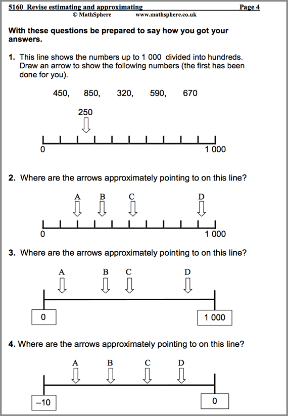 Revise Estimating and Approximating Maths Worksheet