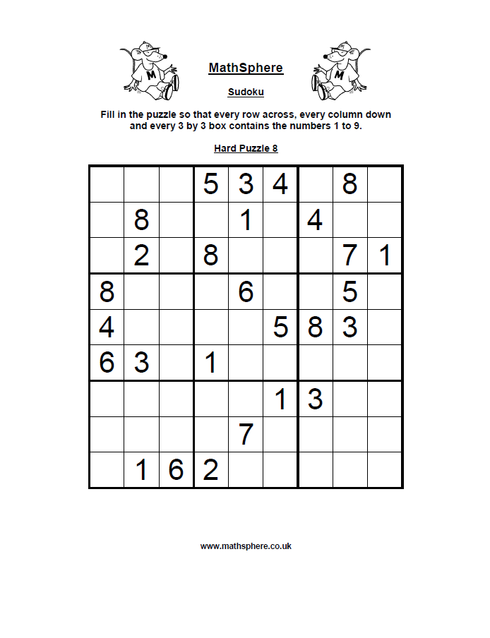 free sudoku puzzles mathsphere