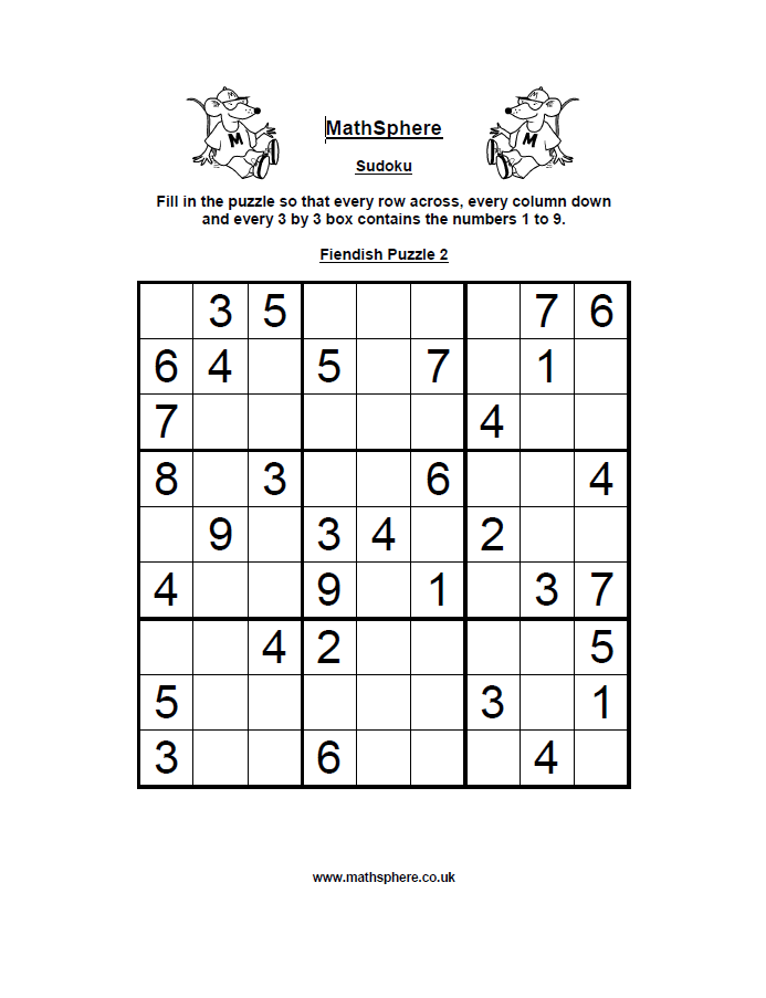 free sudoku puzzles mathsphere